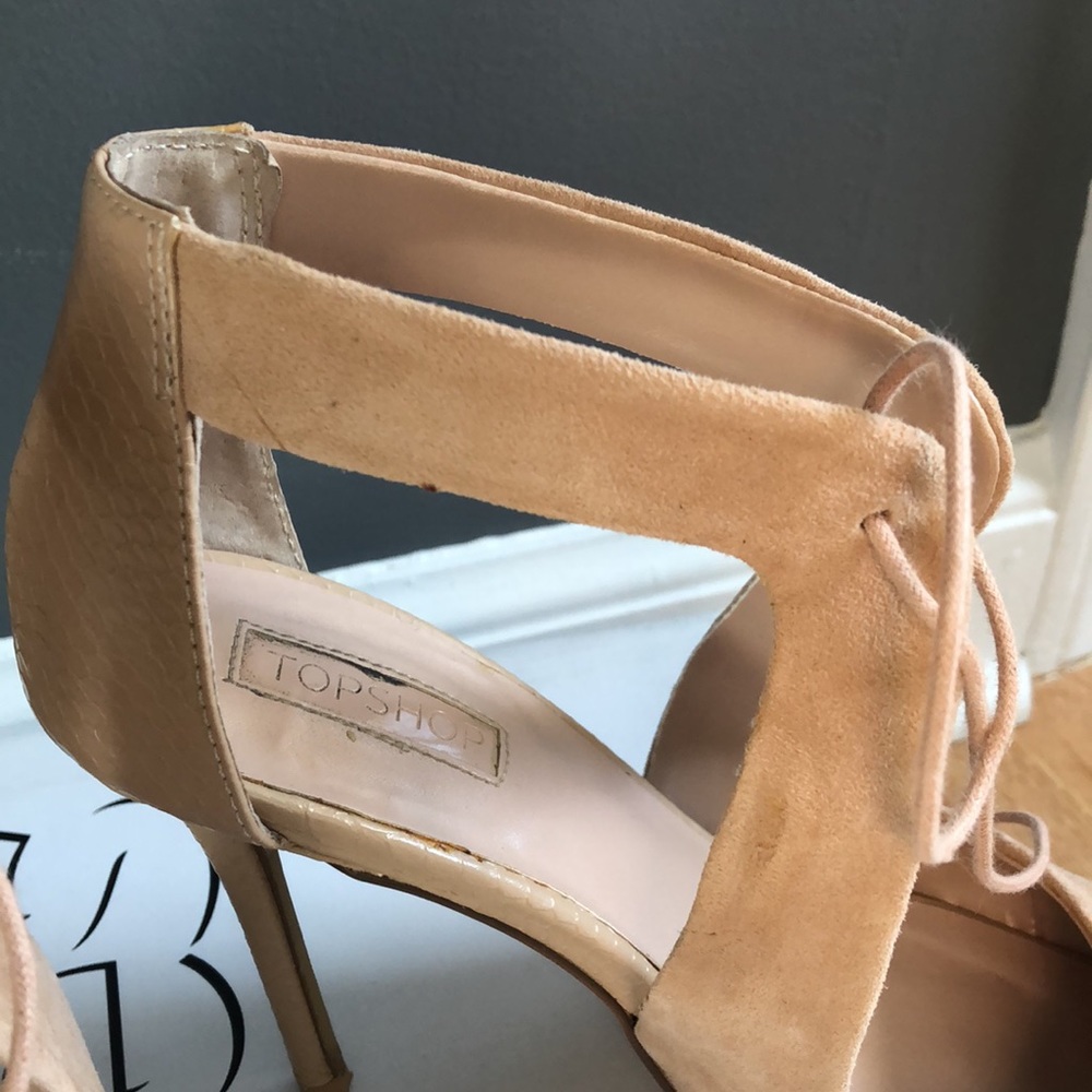 Nude Tie Front Heels - Picture 3 of 6